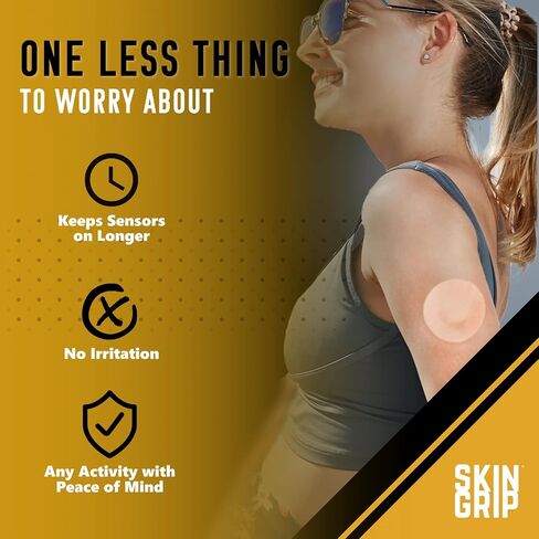 Skin Grip MAX Adhesive Patches for Freestyle Libre (10-Pack), Non-Fraying, Extreme CGM Tape, Continuous Glucose Monitor Protection(Tan) in Kuwait