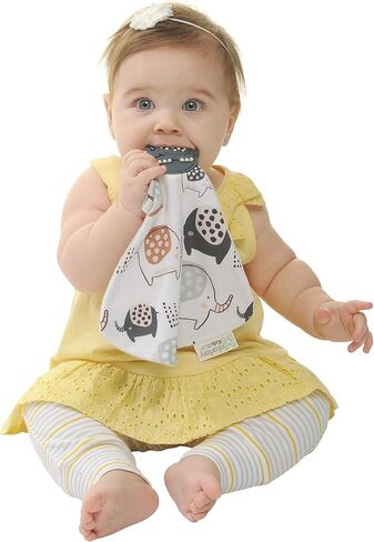 بطانية Malarkey Kids Munch-It: مجموعة عضاضة وبطانية مريحة للأطفال في مرحلة التسنين - تهدئ وتحتضن وتخفف من الانزعاج! (الفيل الجاد) in Kuwait
