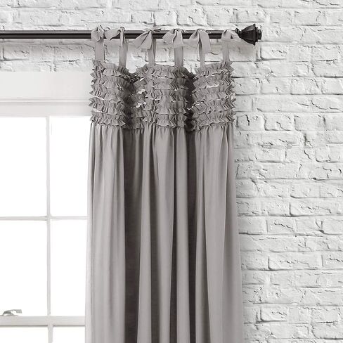 Lush Decor Lydia Curtains Ruffle Window Set for Living, Dining, Bedroom, 84 in L Panel Pair, White in Kuwait