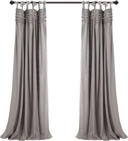 Lush Decor Lydia Curtains Ruffle Window Set for Living, Dining, Bedroom, 84 in L Panel Pair, White in Kuwait