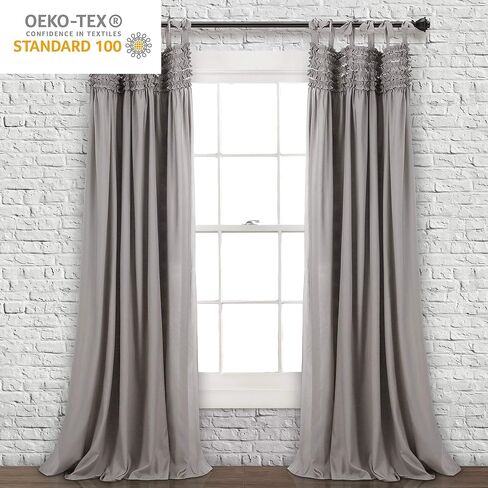 Lush Decor Lydia Curtains Ruffle Window Set for Living, Dining, Bedroom, 84 in L Panel Pair, White in Kuwait