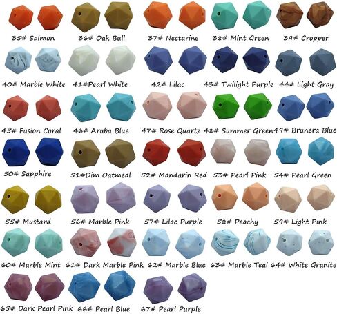 Alenybeby 50 قطعة 14 مم سيليكون متعدد السطوح خرز اللؤلؤ سيليكون Icosahedron الخرز لسلسلة المفاتيح أمي قلادة صنع المجوهرات الحرفية DIY الديكور الإكسسوار in Kuwait