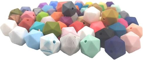 Alenybeby 50 قطعة 14 مم سيليكون متعدد السطوح خرز اللؤلؤ سيليكون Icosahedron الخرز لسلسلة المفاتيح أمي قلادة صنع المجوهرات الحرفية DIY الديكور الإكسسوار in Kuwait