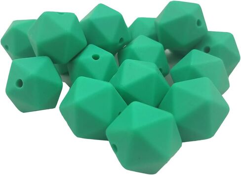 Alenybeby 50 قطعة 14 مم سيليكون متعدد السطوح خرز اللؤلؤ سيليكون Icosahedron الخرز لسلسلة المفاتيح أمي قلادة صنع المجوهرات الحرفية DIY الديكور الإكسسوار in Kuwait
