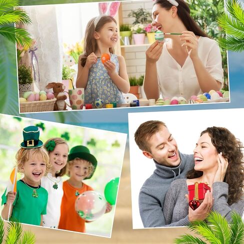 Anglechic 72 Pcs Valentine's Day Heart Ornaments St. Patrick's Day Shamrock Ornaments Colorful Easter Egg Hanging Ornaments Heart Clover Egg Bauble for Valentine's Day St. Patrick's Day Easter Party in Saudi Arabia