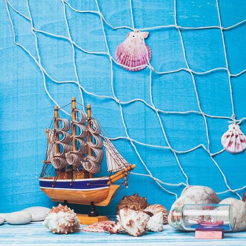 Boao 10 Pieces Fish Net Decorative 80 x 40 Inch, Fishing Net Decor Natural Party Decoration Nautical Themed Cotton Accessory Pirate Netting Hawaii Beach Halloween Theme Party Supplies in Saudi Arabia