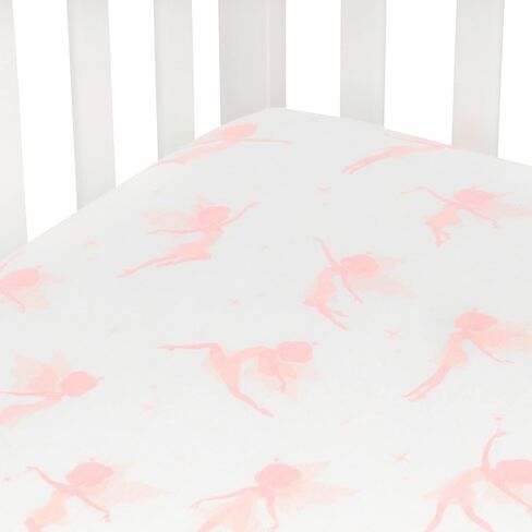 Andi Mae Crib Sheet - Pink Fairy - 100% Jersey Cotton - Fits Standard Crib or Toddler Mattresses in Saudi Arabia