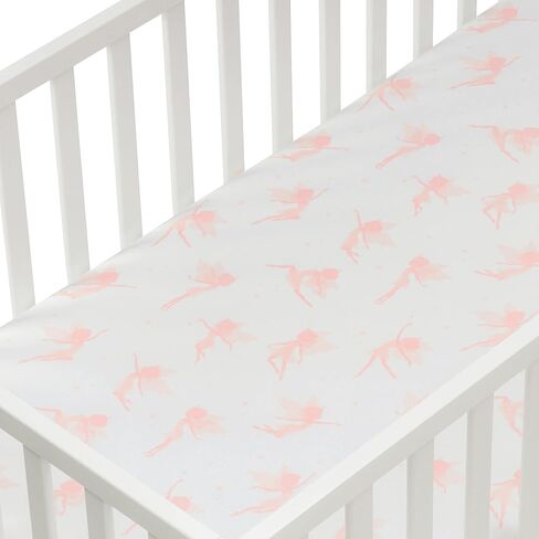 Andi Mae Crib Sheet - Pink Fairy - 100% Jersey Cotton - Fits Standard Crib or Toddler Mattresses in Saudi Arabia