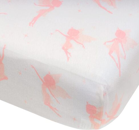 Andi Mae Crib Sheet - Pink Fairy - 100% Jersey Cotton - Fits Standard Crib or Toddler Mattresses in Saudi Arabia