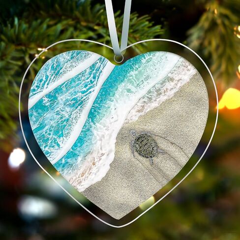 Christmas Tree Ornaments - Sea Turtle Christmas Ornaments 2023, Acrylic Christmas Hanging Ornaments Ocean Turtle Pendant Decorations for Christmas Tree, Beach Christmas Ornaments for Home Decor (Sea) in Saudi Arabia