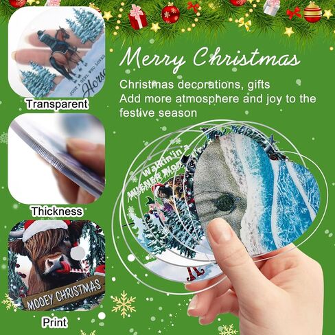 Christmas Tree Ornaments - Sea Turtle Christmas Ornaments 2023, Acrylic Christmas Hanging Ornaments Ocean Turtle Pendant Decorations for Christmas Tree, Beach Christmas Ornaments for Home Decor (Sea) in Saudi Arabia