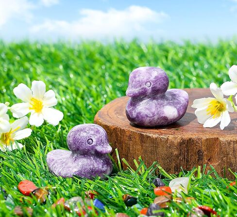 DUQGUHO بطة تمثال تمثال مضحك Deocr الهدايا بلورات Lepidolite الأحجار محظوظ بطة تحصيل الكمامة الهدايا مكتب منزلي مكتب Deocration 1 قطعة in Kuwait