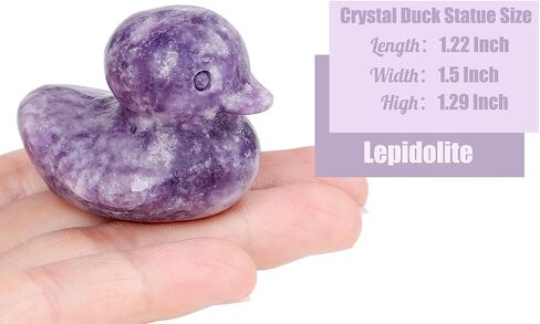 DUQGUHO بطة تمثال تمثال مضحك Deocr الهدايا بلورات Lepidolite الأحجار محظوظ بطة تحصيل الكمامة الهدايا مكتب منزلي مكتب Deocration 1 قطعة in Kuwait