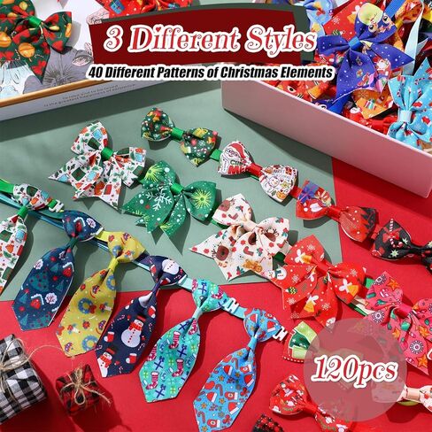 glitinsel 120 قطعة عيد الميلاد الكلب القوس التعادل طوق مجموعة تشمل قابل للتعديل الكلب القوس التعادل بووتيس الكلب ربطات العنق عيد الميلاد Bowknot السائبة للقطط الحيوانات الأليفة الاستمالة اكسسوارات الديكور، 40 أنماط in Kuwait