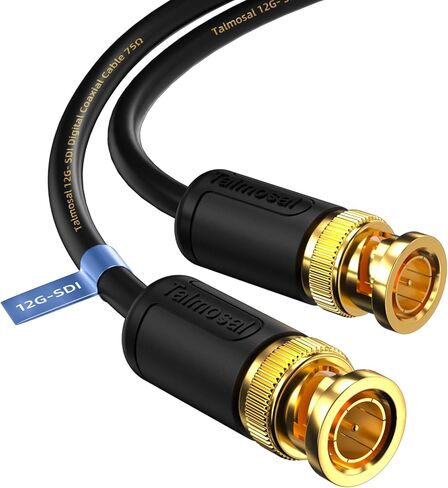 كابل Talmosal 12G SDI بطول 50 قدم، كابل 4K BNC يدعم HD-SDI/3G-SDI/6G-SDI/12G-SDI/4K/8K 75 Ohm 4K SDI كابل فيديو لمحول تصميم Blackmagic وكاميرا أمان الفيديو والمزيد in Kuwait