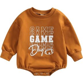 FIOMVA Baby Girl Boy Fall Clothes on Sundays We Watch Football with Daddy Crewneck Sweatshirt Romper Game Day Outfits