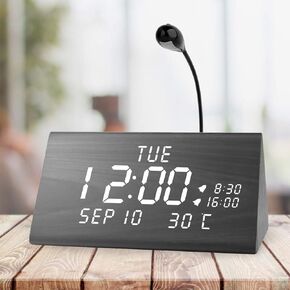 MEKO Wood Digital Alarm Clocks for Bedrooms, Larger LED Display, 3 Levels Brightness, Dual Alarms, 3 Levels Volume Snooze Function and Nightlight Wooden Electric Besides Clock in Kuwait