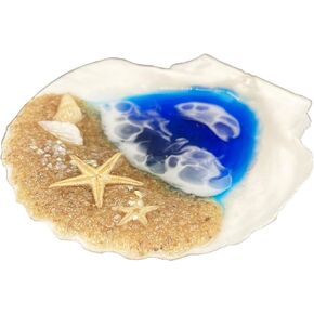 Valentines Day Gifts for Her, Hand Drawn Ocean Resin Shell Ring Dish Trinket Dish, Ocean Art Gift, Housewarming Present, Jewelry Dish, Beachy Decor, Beach Theme Art, Hawaiian Decor in Kuwait