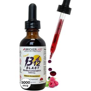Bricker Labs B12 Blast Methylcobalamin فيتامين ب12 السائل، فيتامينات الطاقة، مكمل الطاقة (1000 ميكروجرام) in Kuwait
