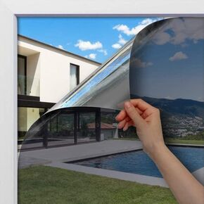 BDF 1SIL Window Film Static Cling Heat Rejection and Daytime Privacy Silver - 35.4in X 22ft