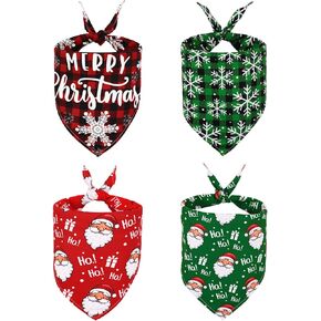 wegitcs 4 عبوات من عصابات الكلاب لعيد الميلاد، عصابات هدايا عيد الميلاد للحيوانات الأليفة مع طباعة مثلثة كلاسيكية منقوشة، وشاح سانتا كلوز للحيوانات الأليفة، منديل، مجموعة زينة للعطلات للكلاب الصغيرة والمتوسطة والكبيرة in Kuwait