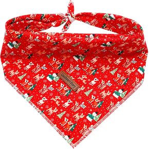 Lionheart glory Dog Bandana 1 Pack Washable Soft Cotton Christmas Bibs Scarf, Adjustable Kerchief Square Dog Bandanas for Large Dogs Red Bandanas