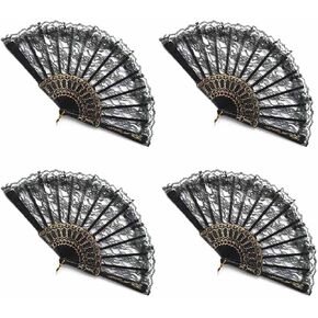 4pcs Lace Hand Fan Deluxe Victorian Folding Fans Home Decor Classical Dance Stage Performance in Kuwait