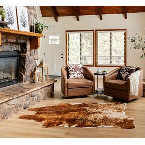 NativeSkins Faux Cowhide Rug (6.2 ft x 8.2 ft) – Sahara Sands Brindle (Oversized) - Cow Print Area Rug with Faux Suede No-Slip Backing, Cow Print Rug, Animal Hide Rugs, Cowhide Rugs for Living Room in Kuwait
