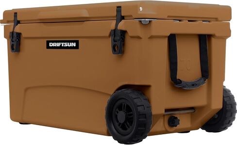 صندوق ثلج بعجلات 70 كيو تي من Driftsun - مبرد دوار معزول بدرجة تجارية عالي الأداء عالي التحمل (أبيض) in Kuwait