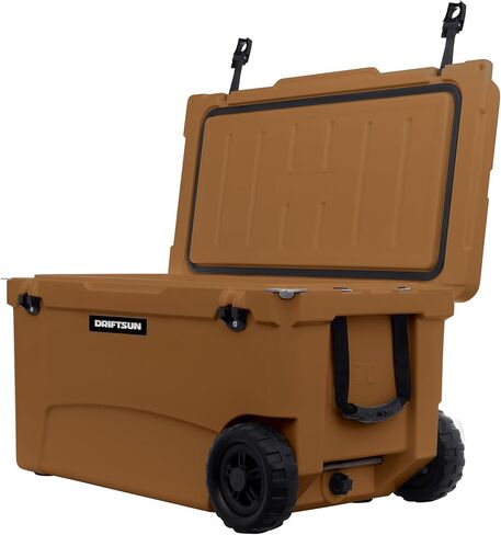 صندوق ثلج بعجلات 70 كيو تي من Driftsun - مبرد دوار معزول بدرجة تجارية عالي الأداء عالي التحمل (أبيض) in Kuwait