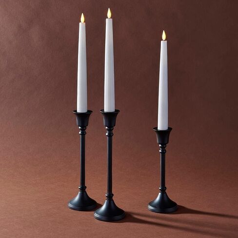 LampLust Black Taper Candle Holder - 7 Inch Tall Candle Holder for Candle Sticks, Matte Black Metal, Fits Standard Taper Candlesticks, Modern Farmhouse & Vintage Black Home Decor in Saudi Arabia