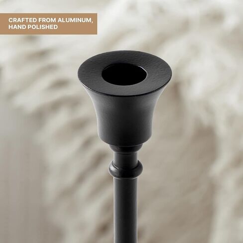 LampLust Black Taper Candle Holder - 7 Inch Tall Candle Holder for Candle Sticks, Matte Black Metal, Fits Standard Taper Candlesticks, Modern Farmhouse & Vintage Black Home Decor in Saudi Arabia