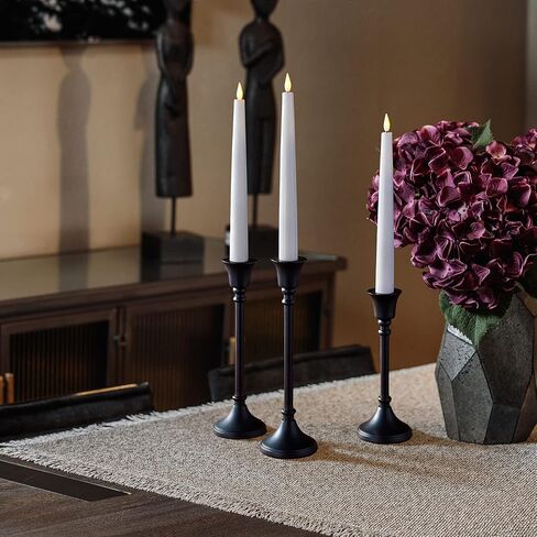 LampLust Black Taper Candle Holder - 7 Inch Tall Candle Holder for Candle Sticks, Matte Black Metal, Fits Standard Taper Candlesticks, Modern Farmhouse & Vintage Black Home Decor in Saudi Arabia