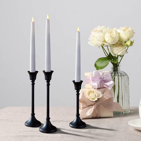 LampLust Black Taper Candle Holder - 7 Inch Tall Candle Holder for Candle Sticks, Matte Black Metal, Fits Standard Taper Candlesticks, Modern Farmhouse & Vintage Black Home Decor in Saudi Arabia
