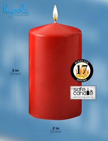 HYOOLA Red Pillar Candles 2x3 Inch - Unscented Pillar Candles - Set of 4 - European Made in Saudi Arabia