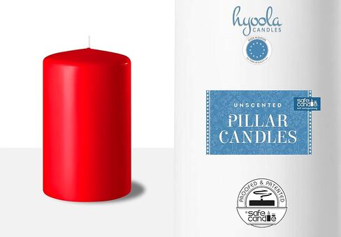 HYOOLA Red Pillar Candles 2x3 Inch - Unscented Pillar Candles - Set of 4 - European Made in Saudi Arabia