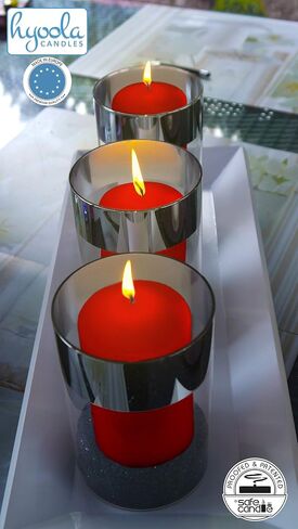 HYOOLA Red Pillar Candles 2x3 Inch - Unscented Pillar Candles - Set of 4 - European Made in Saudi Arabia