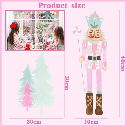 Nutcracker Christmas Window Clings,Nutcracker Christmas Decorations 9 Sheets Pink Merry Christmas Removable Window Stickers for Home Shop Window Glass Display Party Supplies in Kuwait