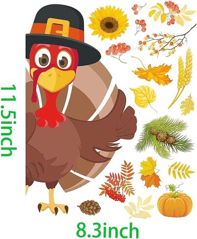 Joy Day Thanksgiving Window Clings 113 PCS Double Side Printed Thanksgiving Fall Window Decor Window Stickers Harvest Window Static Clings Fall Leaves Sticker Window Clings Decals for Home & Office in Saudi Arabia