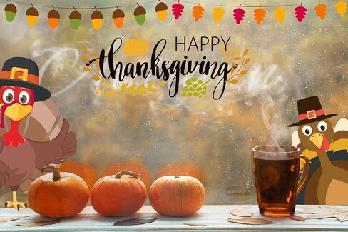 Joy Day Thanksgiving Window Clings 113 PCS Double Side Printed Thanksgiving Fall Window Decor Window Stickers Harvest Window Static Clings Fall Leaves Sticker Window Clings Decals for Home & Office in Saudi Arabia