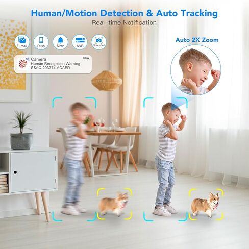كاميرا أمان داخلية بعدسة مزدوجة من Ctronics واي فاي مع تكبير هجين 6X، كاميرا IP PTZ 360 درجة لأمن المنزل 1080 بكسل، تتبع التكبير التلقائي، كشف الإنسان/الحركة، رؤية ليلية ملونة 20 متر، صفارة الإنذار، صوت ثنائي الاتجاه in Kuwait