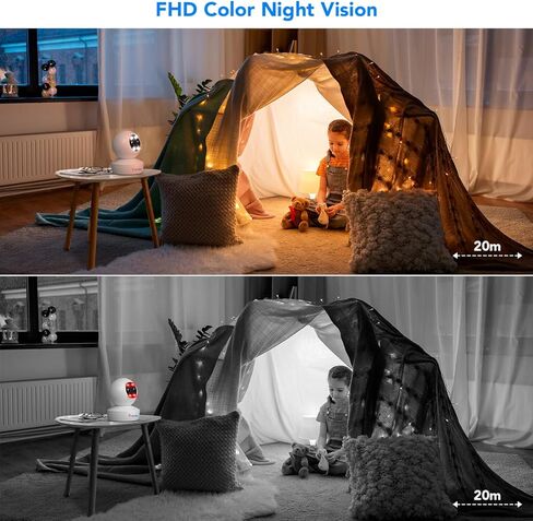 كاميرا أمان داخلية بعدسة مزدوجة من Ctronics واي فاي مع تكبير هجين 6X، كاميرا IP PTZ 360 درجة لأمن المنزل 1080 بكسل، تتبع التكبير التلقائي، كشف الإنسان/الحركة، رؤية ليلية ملونة 20 متر، صفارة الإنذار، صوت ثنائي الاتجاه in Kuwait