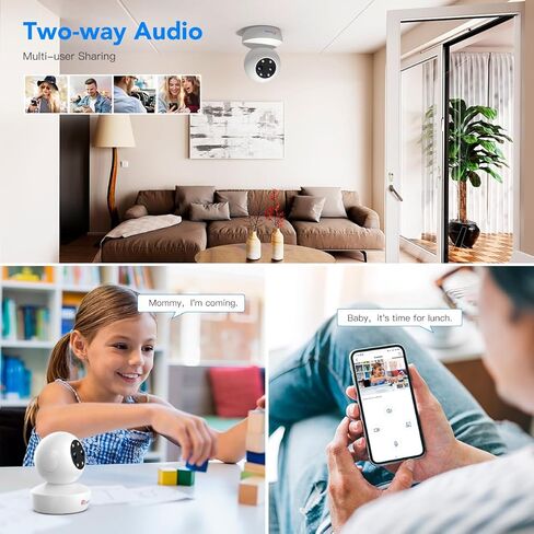 كاميرا أمان داخلية بعدسة مزدوجة من Ctronics واي فاي مع تكبير هجين 6X، كاميرا IP PTZ 360 درجة لأمن المنزل 1080 بكسل، تتبع التكبير التلقائي، كشف الإنسان/الحركة، رؤية ليلية ملونة 20 متر، صفارة الإنذار، صوت ثنائي الاتجاه in Kuwait