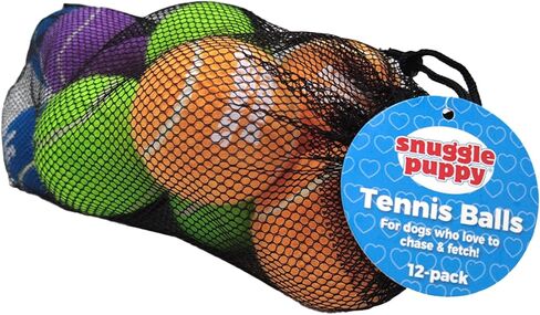 Snuggle Puppy Tennis Balls for Dogs - Interactive 2.5" Tennis Balls for Medium to Large Dogs - No Squeak Tennis Balls with Reusable Mesh Bag in Kuwait