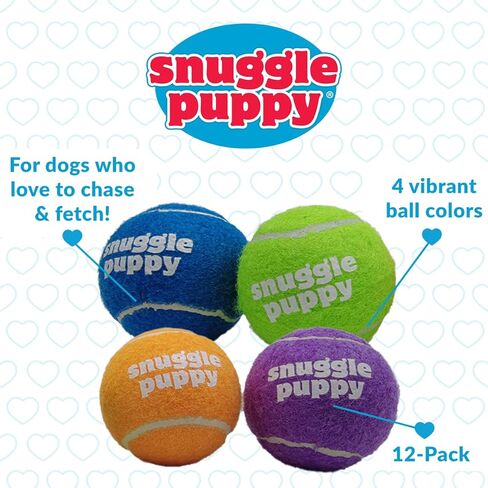 Snuggle Puppy Tennis Balls for Dogs - Interactive 2.5" Tennis Balls for Medium to Large Dogs - No Squeak Tennis Balls with Reusable Mesh Bag in Kuwait