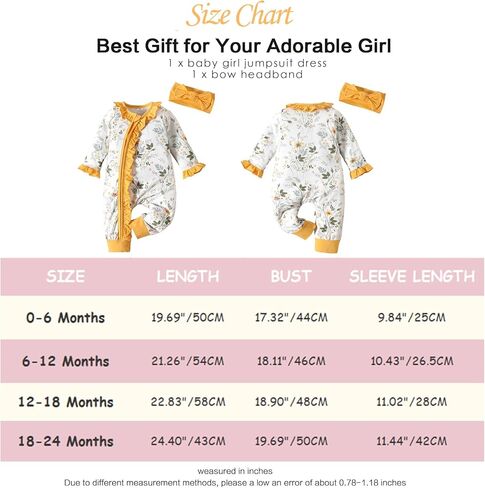 LUJENGEFA رومبير بناتي خريفي بأكمام طويلة مطبوع عليه زهور ونيسيي لحديثي الولادة ملابس الفتيات الصغيرات مع عصابة رأس in Kuwait