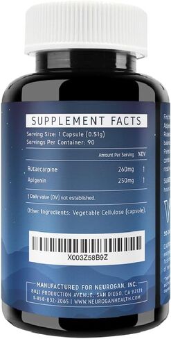 Rutaecarpine + Apigenin (510 MG) - Natural Sleep Aid + Calming Formula for Caffeine Consumption - 90ct - Made in USA in Kuwait