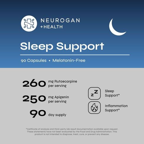 Rutaecarpine + Apigenin (510 MG) - Natural Sleep Aid + Calming Formula for Caffeine Consumption - 90ct - Made in USA in Kuwait