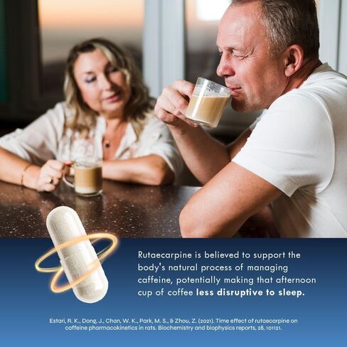 Rutaecarpine + Apigenin (510 MG) - Natural Sleep Aid + Calming Formula for Caffeine Consumption - 90ct - Made in USA in Kuwait
