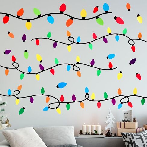 Cholemy 4 Sheets Christmas Wall Decals Clings Christmas Light Bulb Stickers Colorful Lightbulb Window Decals Party Supplies PVC Window Clings Door Fridge Holiday Christmas Wall Decoration 15 x 26 Inch in Saudi Arabia